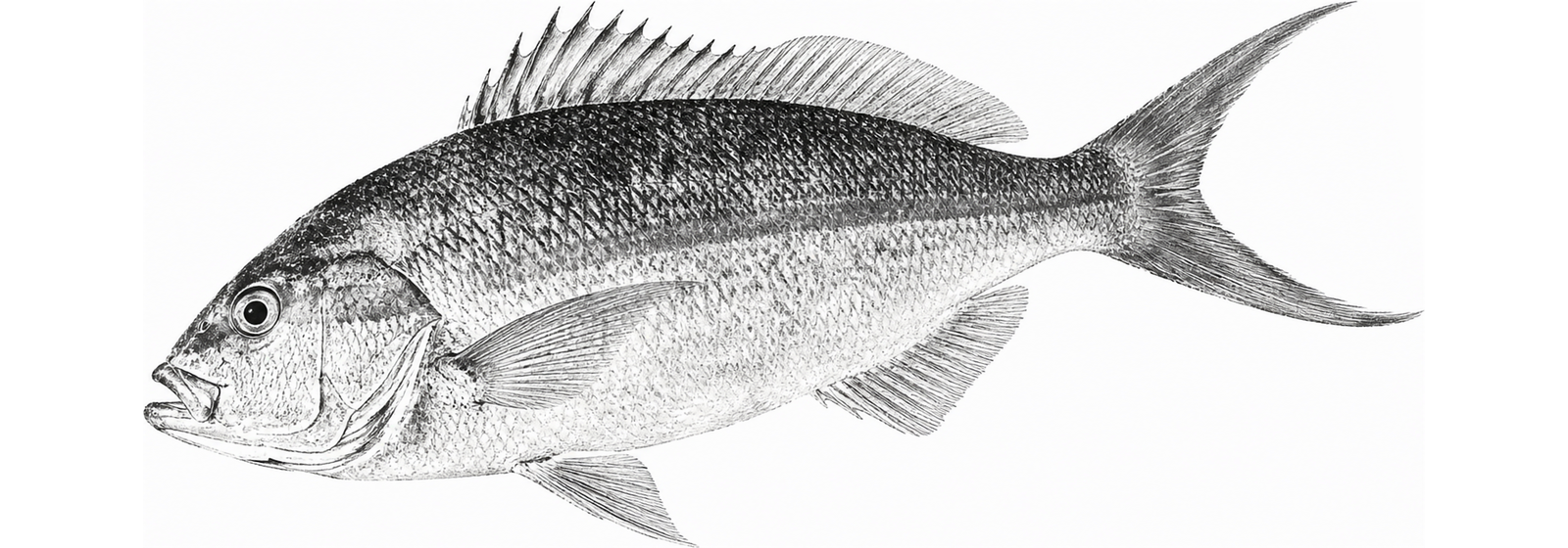 Gyotaku ink print of the same yellowtail snapper in black ink